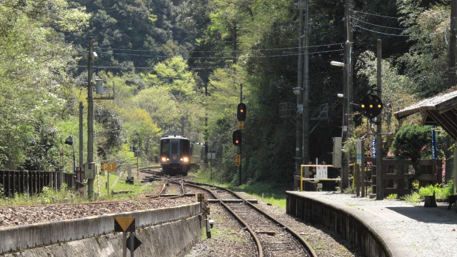 坪尻駅を通過する列車